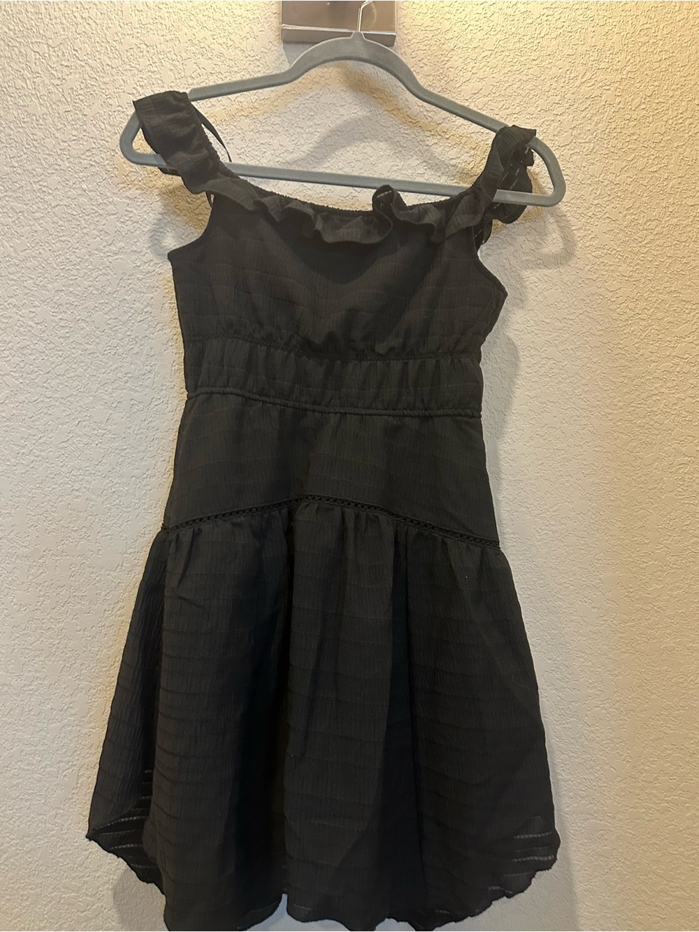 Black Ruffle Shoulder Dress - Picture 2 of 4